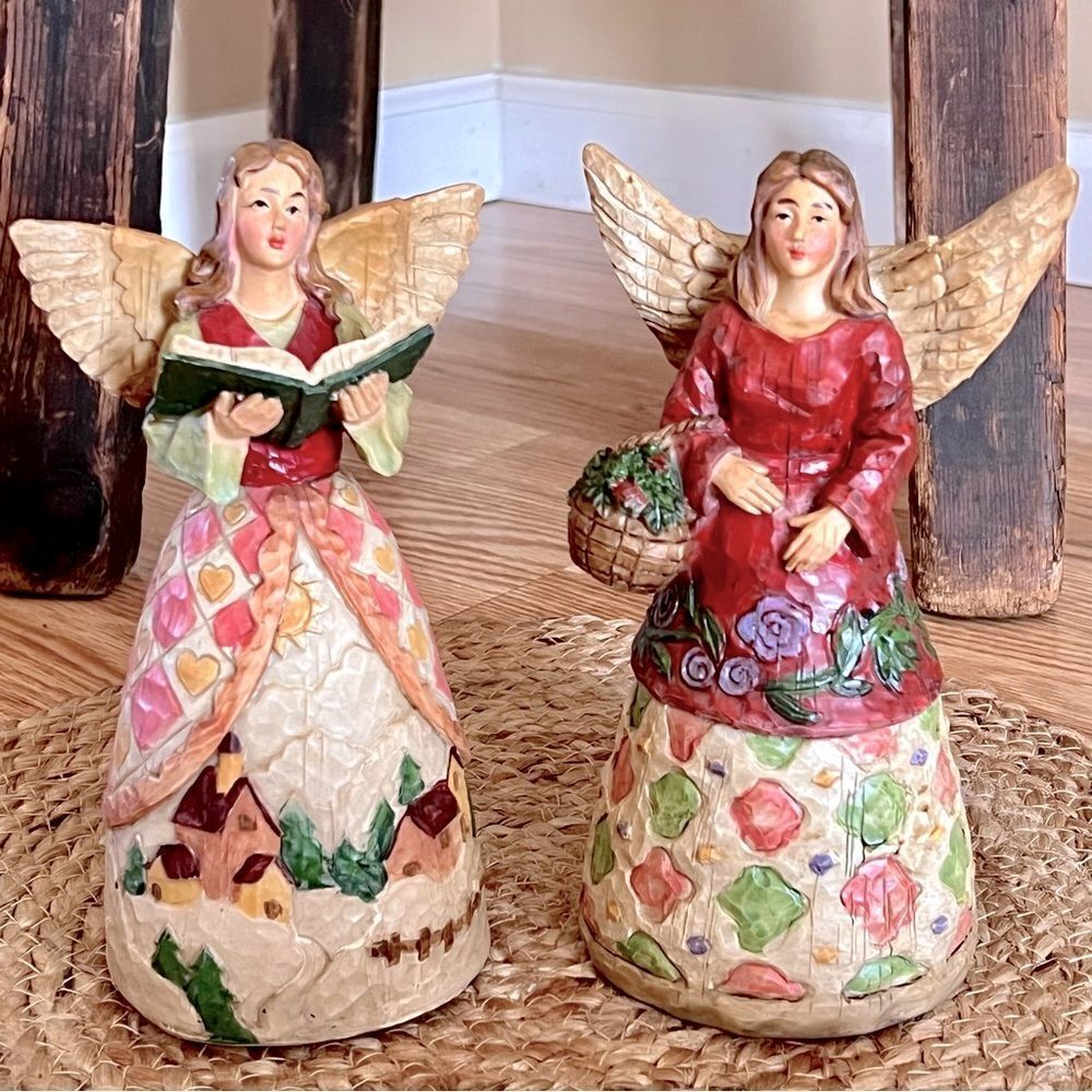 Vintage Set of Carved Angel Figurines